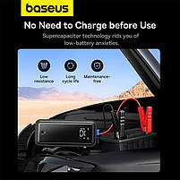 Автомобільний пусковий пристрій Baseus Super Energy Mega with USB-A to USB-C Cable 3000A Black, фото 3