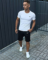 Мужской летний костюм Nike белый футболка и шорты, Спортивный костюм двойка Найк белого цвета на лето ст bmbl