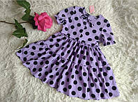 Плаття дитяче в горошок фіолетове біле квітковий принт