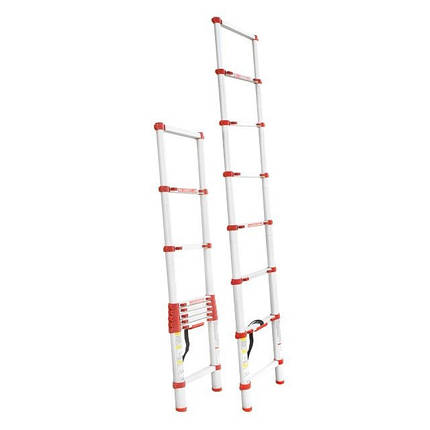 Драбина приставна з алюмінію, телескопічна 8 сход., 2,5 м INTERTOOL LT-3026, фото 1