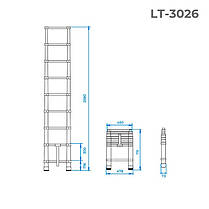 Драбина приставна з алюмінію, телескопічна 8 сход., 2,5 м INTERTOOL LT-3026, фото 4