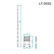 Драбина приставна з алюмінію, телескопічна 10 сход., 3,20 м INTERTOOL LT-3032, фото 4