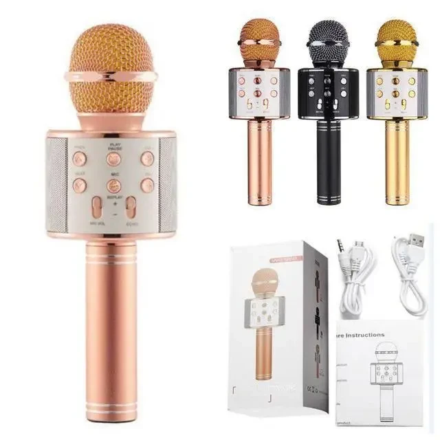Беспроводной караоке микрофон с динамиком Bluetooth USB WS-858: продажа ...