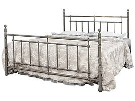 Ліжко металеве з буковими ламелями Неаполь Метал-Дизайн Сірий