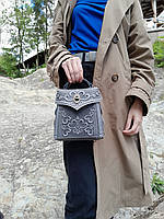 Кожаная женская серая сумка-рюкзак ручной работы "Венеция", серый рюкзак, рюкзак трансформер