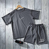 Топовый Комплект Nike Футболка графит+шорты графит ОВЕРСАЙЗ