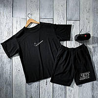 Топовый Комплект Nike Футболка черная + шорты черные ОВЕРСАЙЗ