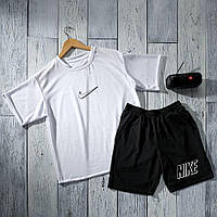 Топовый Комплект Nike Футболка белая +шорты черные ОВЕРСАЙЗ