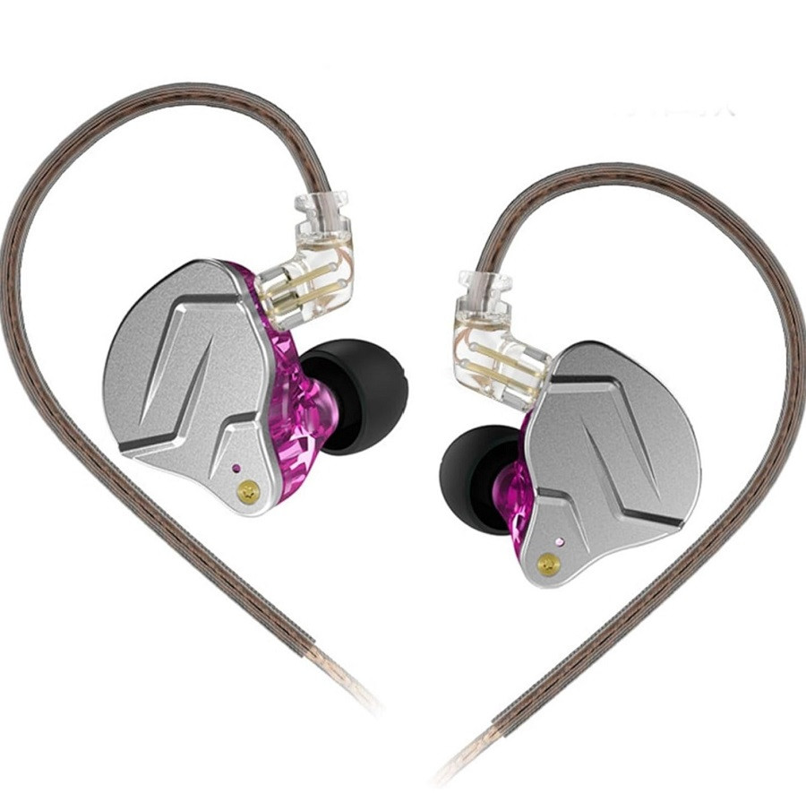 Навушники дротові KZ ZSN PRO без мікрофону дводрайверні гібридні Original Фіолетовий