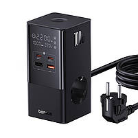 Зарядний пристрій BASEUS GaN PowerCombo Tower Power Strip 2AC+2U+2C 100W Black (E00023609113-00), фото 5