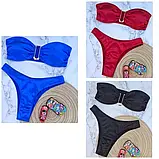 Роздільний жіночий купальник бікіні з пряжкою у синьому кольорі, фото 6