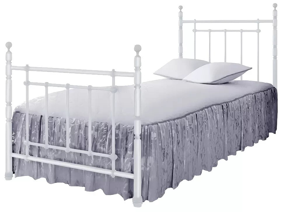 Ліжко односпальне металеве з буковими ламелями Неаполь Міні Метал-Дизайн Світло-сірий, фото 1