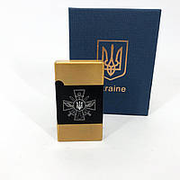 Зажигалка газовая Украина (Подарочная коробка, турбо пламя) HL-393-1. NG-624 Цвет: золото
