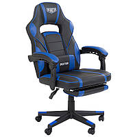 Кресло геймерское VR Racer Dexter Webster черный/синий с подставкой для ног и подушкой под поясницу