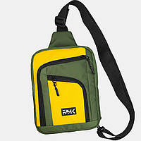 Мужская нагрудная сумка (слинг) Famk хаки/желтая
