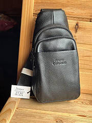 Чоловіча сумка однолямкова через плече Сумка слінг Backpack for men AND JASPER 2146 Рюкзак чорний еко-шкіра