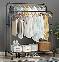 Подвійна металева стійка-вішалка 150Х110Х54см для одягу та взуття Double floor Hanger