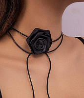 Трендовый яркий чокер Черная Роза цветок на шнуровке - Aushal Jewellery