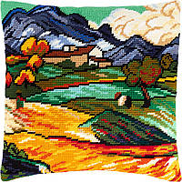 Набір для вишивання декоративної подушки Чарівниця Гора Ґоссьє і ферма Сен-Поль В. ван Гог 40 TV, код: 7243116