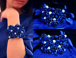 Гарний браслет на руку з квітами "Синій жасмин"