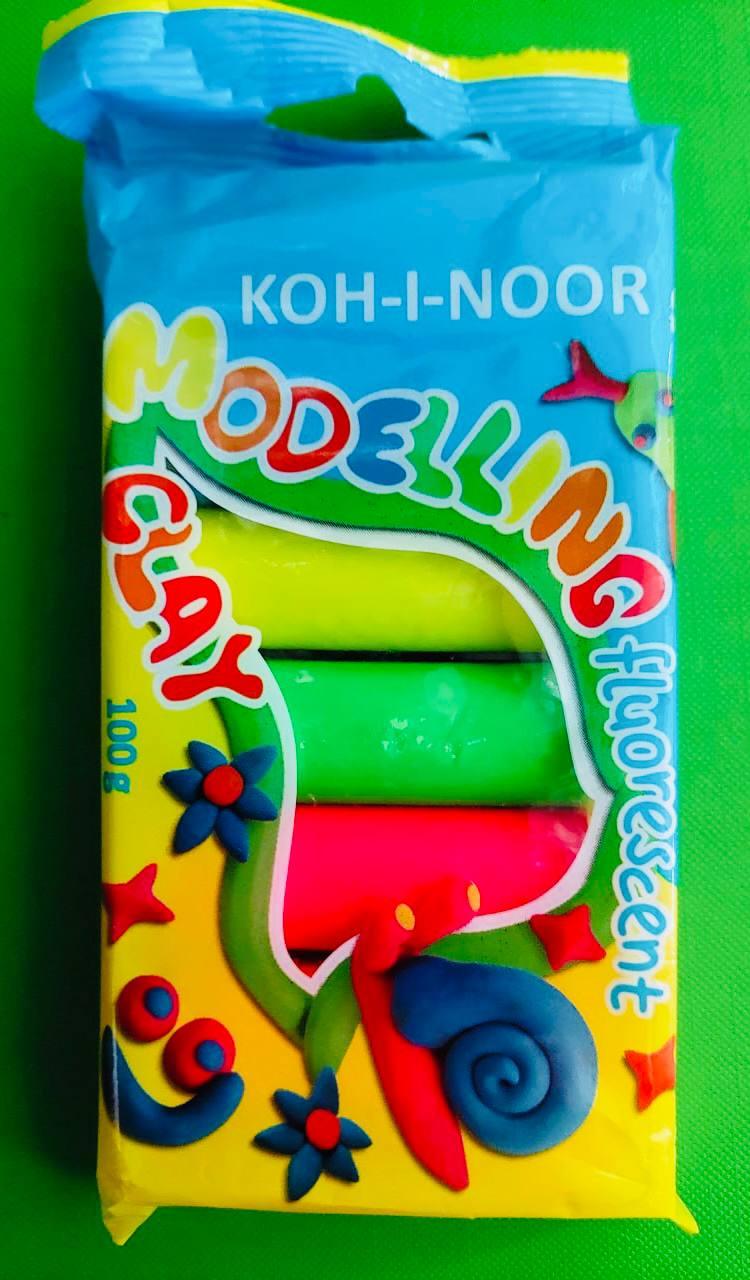 Канц Пластилін ”K-I-N”   5кол. НЕОН "Fluorescent" 100 г, П/Е пак.  (1/30)