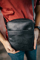 Мужская каркасная барсетка, черная сумка через плечо из натуральной кожи Crazy Horse SS