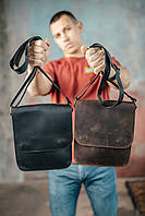 Мужская барсетка с клапаном, черная сумка через плечо из натуральной кожи, классический мессенджер S