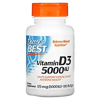 Doctors Best, витамин D3, 125 мкг (5 000 МЕ), 180 капсул