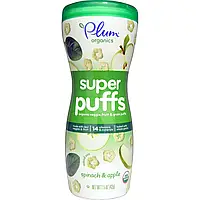 Plum Organics, Super Puffs, органічні кільця з овочів, фруктів і злаків, шпинат і яблуко, 42 г (1,5