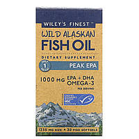Wileys Finest, жир диких аляскинских рыб, Peak ЭПК, 1000 мг, 30 рыбных капсул