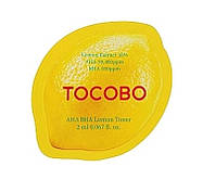 Лимонний тонер з кислотами AHA, BHA і вітаміном С Tocobo AHA BHA Lemon Toner, 2ml