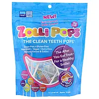 Zollipops, The Clean Teeth Pops, клубника, апельсин, малина, вишня, виноград, ананас, примерно 15 леденцов