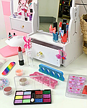 Набір дитяча косметика 19 предметів Дзеркало з ящиком лаки тіні помада типси сушка, фото 3