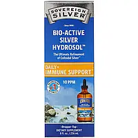 Sovereign Silver, Bio-Active Silver Hydrosol с капельным дозатором, ежедневная и иммунная поддержка, 10 ч/млн,