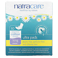 Natracare, Прокладки Ultra, поверхность из органического хлопка, длинные, 10 штук
