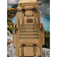 Армейский рюкзак тактический 70 л + Подсумок Водонепроницаемый туристический рюкзак. JX-760 Цвет: койот