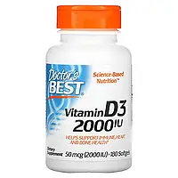 Doctors Best, витамин D3, 50 мкг (2000 МЕ), 180 капсул