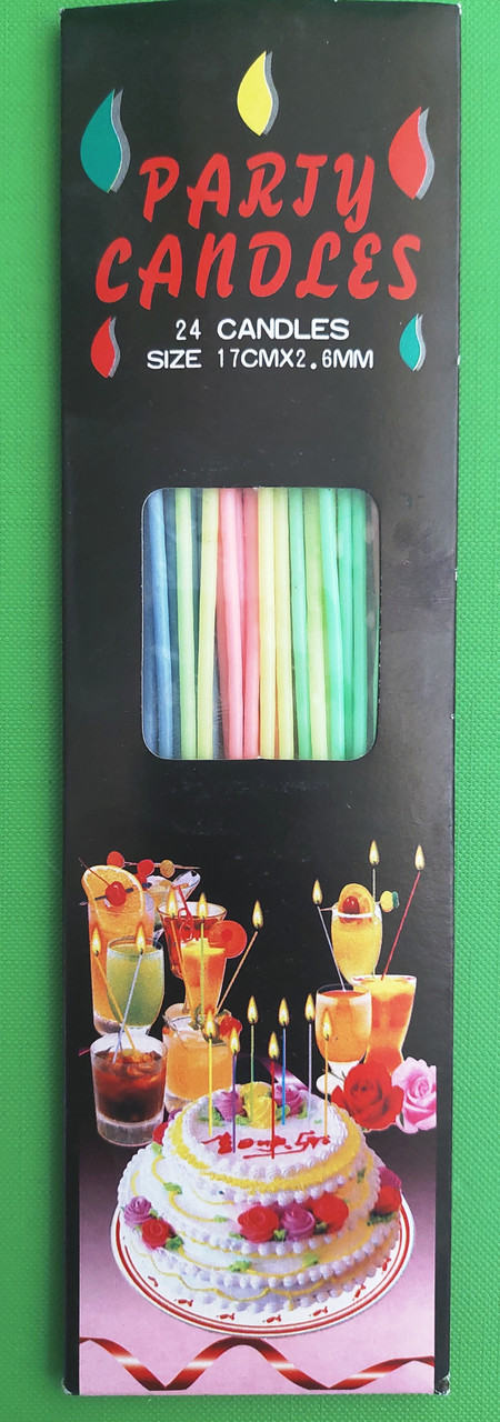 Канц Свічі д/торта набір "JO" /924/ "Party candles", 24 шт., 16*2,6 мм (24/576)