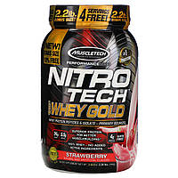 Muscletech, Nitro Tech, 100% Whey Gold, зі смаком полуниці, 999 г (2,20 фунта)