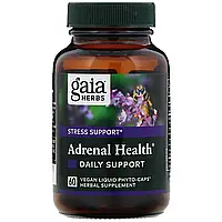 Gaia Herbs, Adrenal Health, щоденна підтримка, 60 веганських рідких фітокапсул
