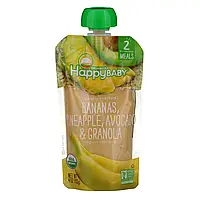 Happy Family Organics, Organic Baby Food, Stage 2, Clearly Crafted, 6+, Bananas, Pineapple, Avocado Granola,