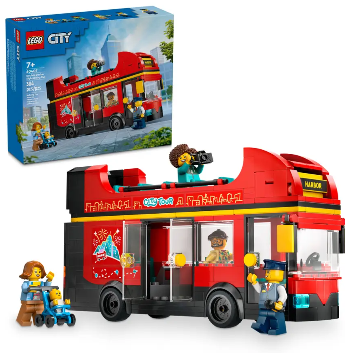 Конструктор Лего Сіті Червоний двоповерховий екскурсійний автобус Lego City Red Sightseeing Bus 60407