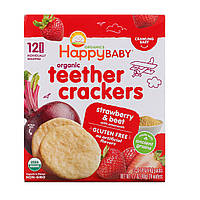 Happy Family Organics, Organic Teether Crackers, Strawberry Beet with Amaranth, 12 Packs, 0.14 oz (4 g) Each