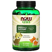 Now Foods, Pets, омега-3 для собак и кошек, отличный рыбный вкус, 180 мягких таблеток