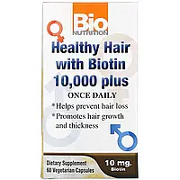 Bio Nutrition, Добавка для здоровья волос с биотином 10 000, 60 вегетарианских капсул