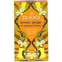 Pukka Herbs, Lemon Ginger Munka Honey Tea, 20 Herbal Tea Sachets, 0.07 oz (2 g) Each