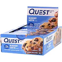 Quest Nutrition, протеиновый батончик, со вкусом маффина с голубикой, 12 батончиков, весом 60 г (2,12 унции)