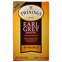 Twinings, "Эрл Грей", черный чай, крепкий, 20 чайных пакетиков, 1,41 унции (40 г)