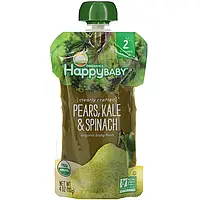 Happy Family Organics, Organic Baby Food, Stage 2, Clearly Crafted, Pears, Kale Spinach, 6+ Months, 4 oz (113
