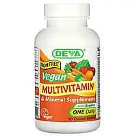 Deva, Vegan Multivitamin Mineral Supplement with Greens, Iron Free, 90 Coated Tablets